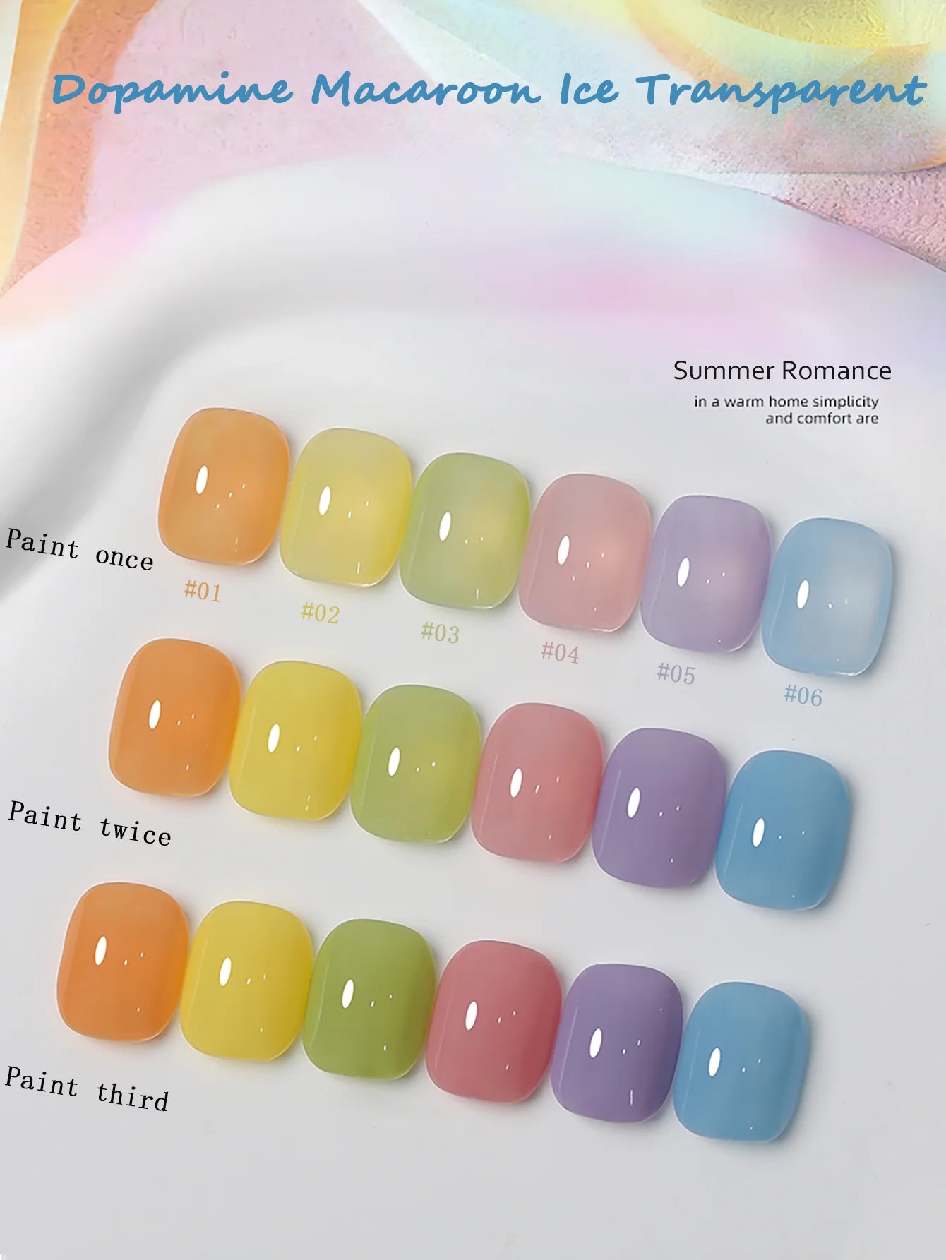 1-30pcs PSK Summer Dopamine Pink Green Blue Gel Nail Supplies New Style Romantic Macaron Candy Series 6 Color Gel Nail Polish