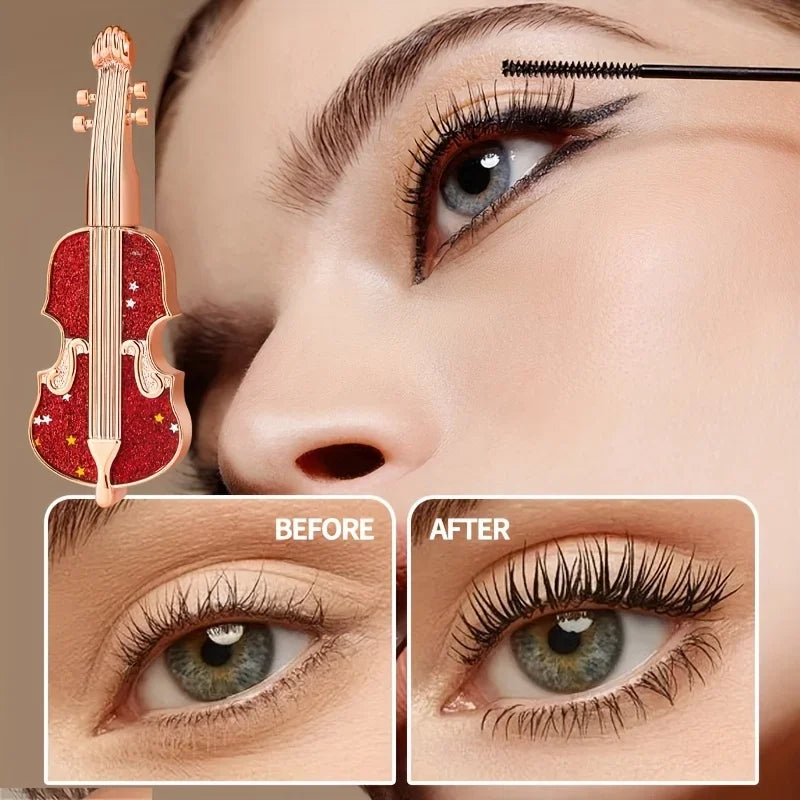 Violin Lengthening Curl Styling Mascara Waterproof Slim Long Curling Fine Brush Head Very Thin Lasting No Smudging Eye Makeup
