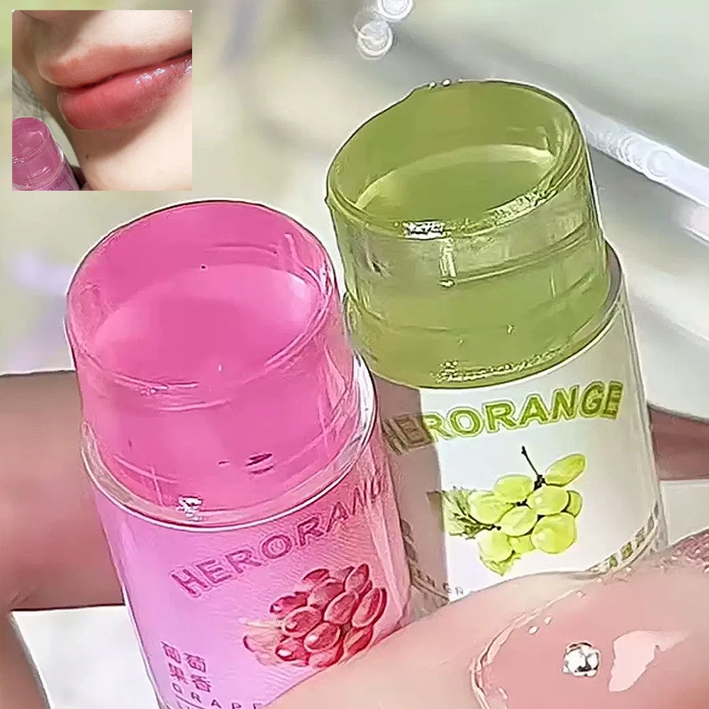 Transparent Fruit Lip Balm Lip Care Moisturizing Fade Fine Lines Grape Green Apple Jelly Lipstick Anti-drying Hydration Makeup