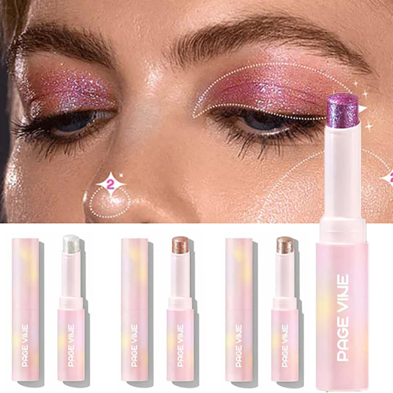 Sparkling Jelly Highlighter Stick Pearlescent Monochrome Shine Glitter Highlight Eyeshadow Stick High Gloss Face Brighten Makeup