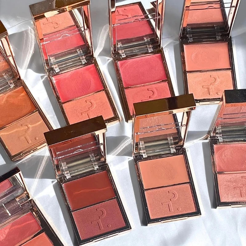 Brand Two-tone Natural Matte Cream Blush Shimmer Contour Blusher Blush Powder Longlasting Waterproof Face Blusher Cosmetics