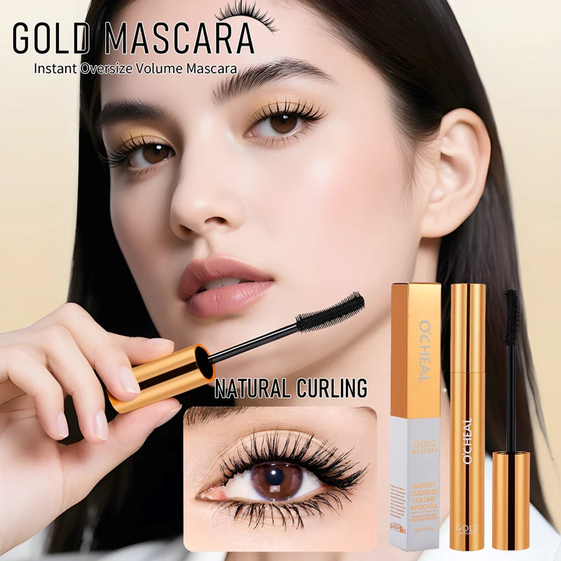 O'CHEAL Gold Mascara Balck Mascara 3D Silk Thick Curly Lengthen Eyelashes Quick-Dry Not Easy To Smudge Long-lasting Waterproof