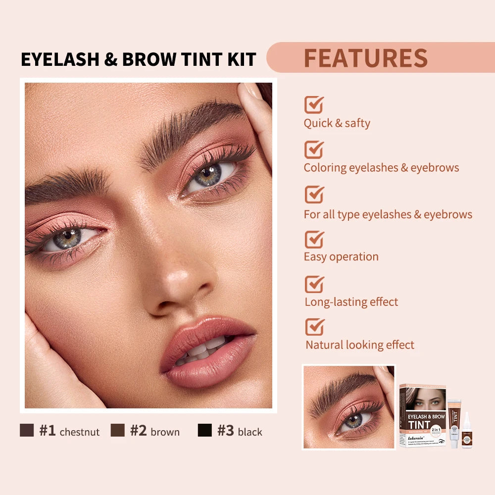 2 In 1 Fast Lash Lifting & Tint Kit Waterproof Sweat Resistant Semi Permanent Eyelash Perm Brow Lamination Enhancer Tool For Salon DIY Home Eye Beauty Supplies