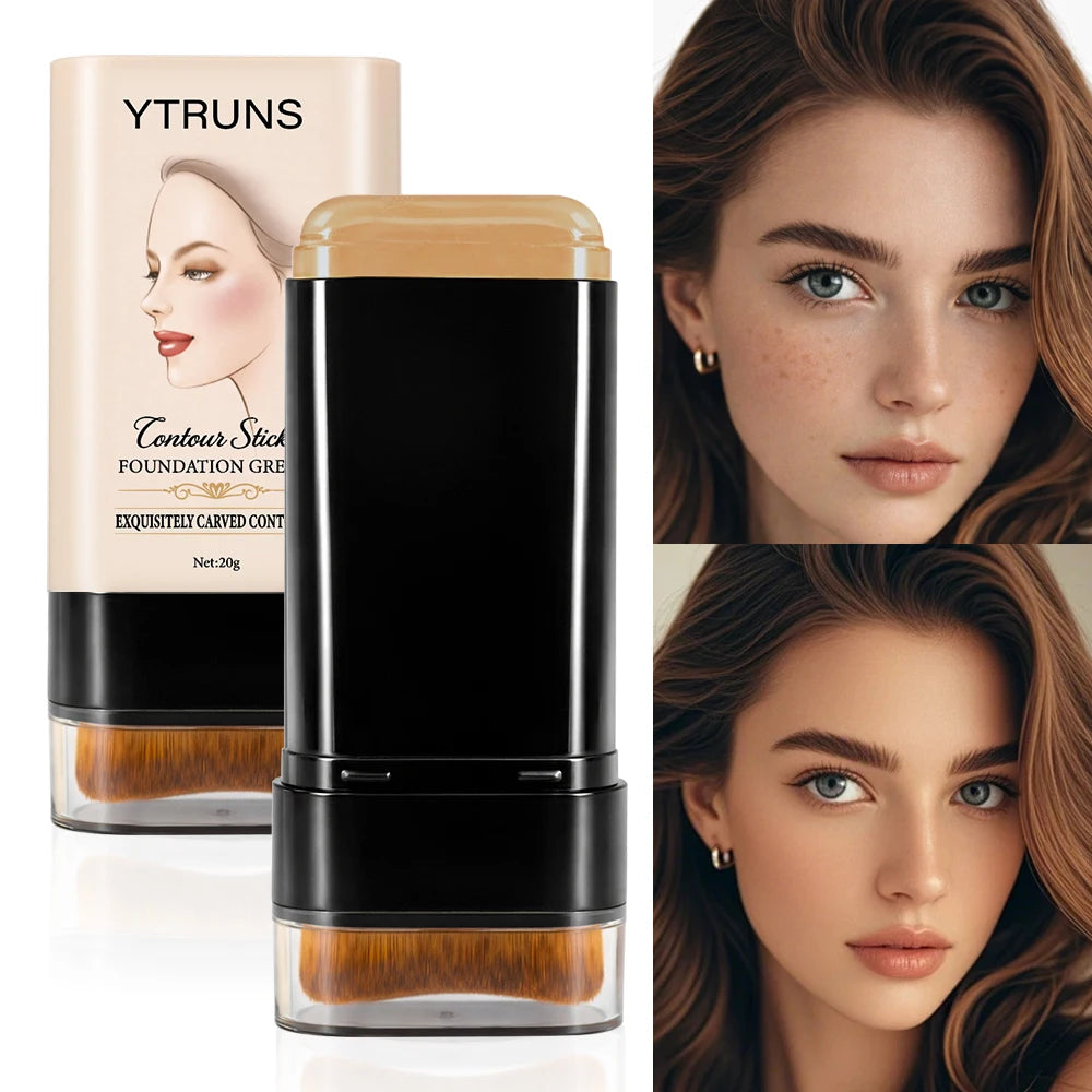 YTRUNS Foundation Stick 20g with Brush, Full Coverage Concealer, Brightening Long Lasting Cream Foundation Makeup