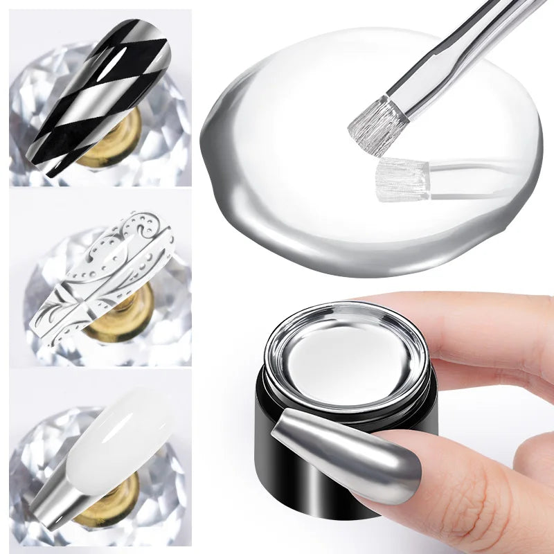 8g Supper Bright Silvery Metal Painting Gel Nail Polish,Mirror Metal Painting Drawing Varnishes Lacquers Polish For Manicure