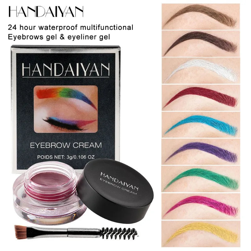 12 Colors Eyebrow Gel Red Brown Eyebrow Styling Cream Waterproof Long Lasting No Fading Brow Makeup Cosmetics with Eyebrow Brush