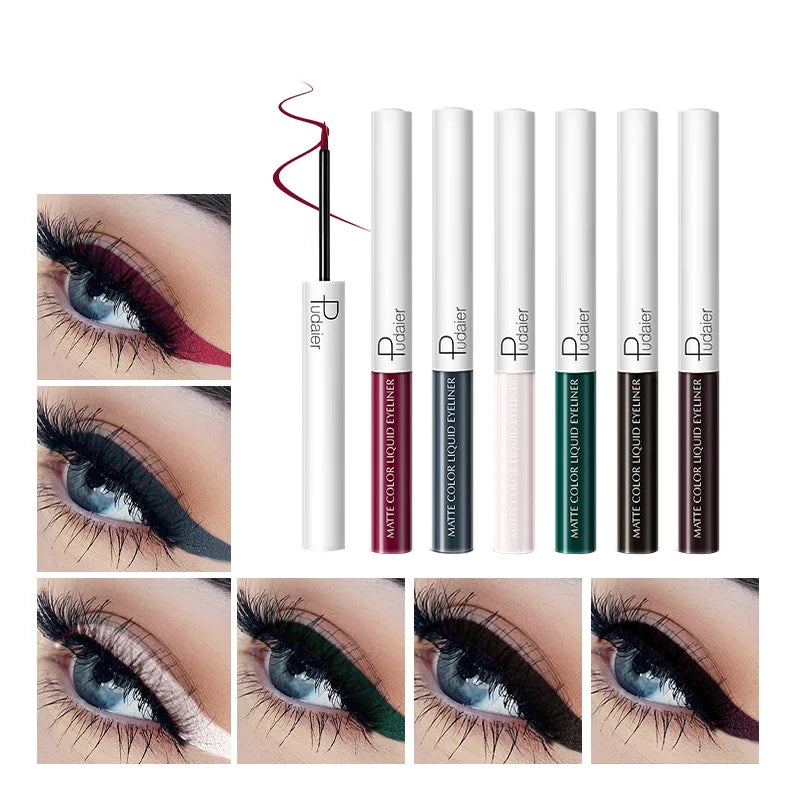 Pudaier 15 Colors Matte Colorful Liquid Eyeliner Waterproof Not Dizzy Long Lasting Quick Dry Brighten Smooth Eye Liner Makeup