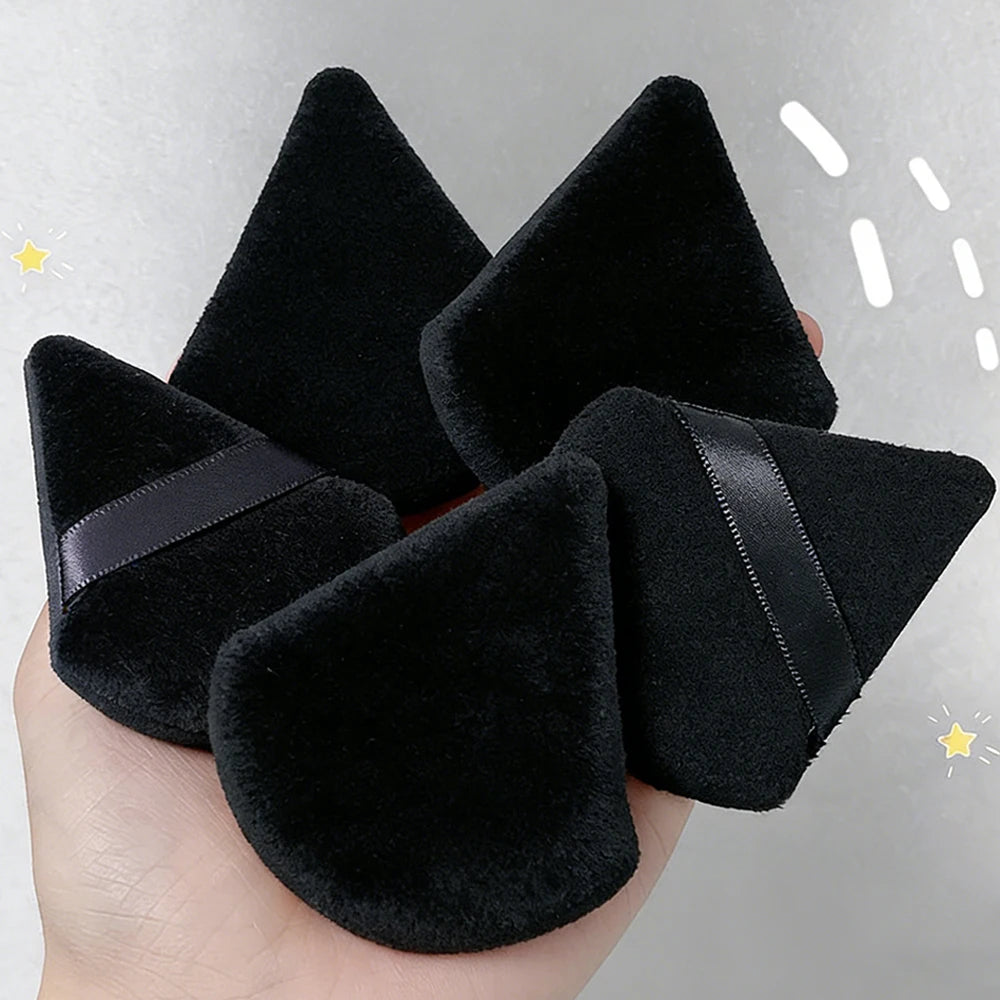 2/5/10Pc Black Triangle Powder Puff Facial Makeup Sponge Soft Velvet Cosmetics Puff Mixer Beauty Foundation Soft Skin-Friendly