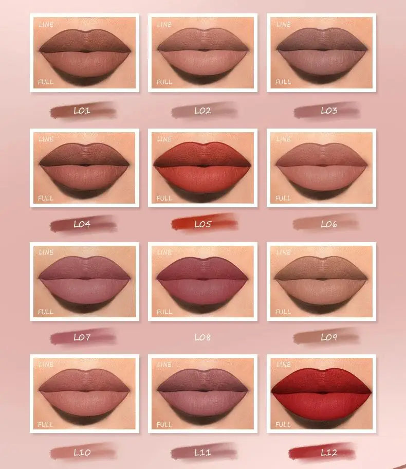 Face Secret 12 Color Lipliner, Waterproof Long-Lasting, Velvet Matte Multi-Color Correcting Lip Pencil Lip Plumping Cosmetics