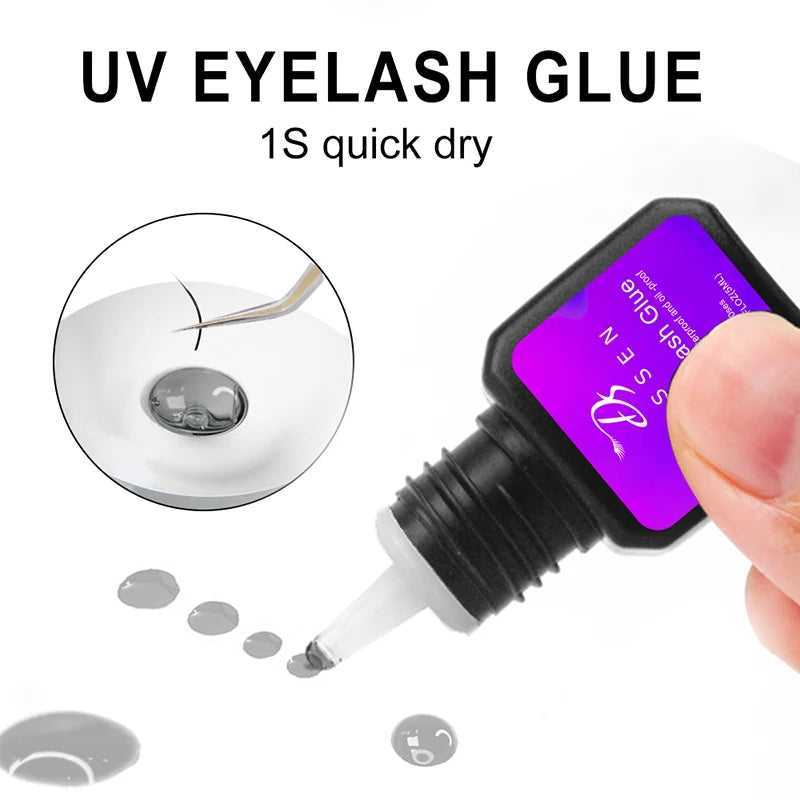 Dassen 5ml UV Eyelash Extension Glue 1S Fast Drying Strong Hold Long Lasting Non-Irritating Adhesive for Mink Lash Professional