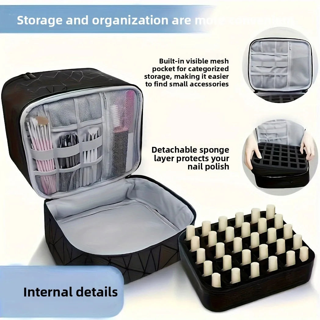 Cross-border large-capacity cosmetic bag, high-end PVC portable women's bag, nail polish storage bag, manicure tote bag, bag.