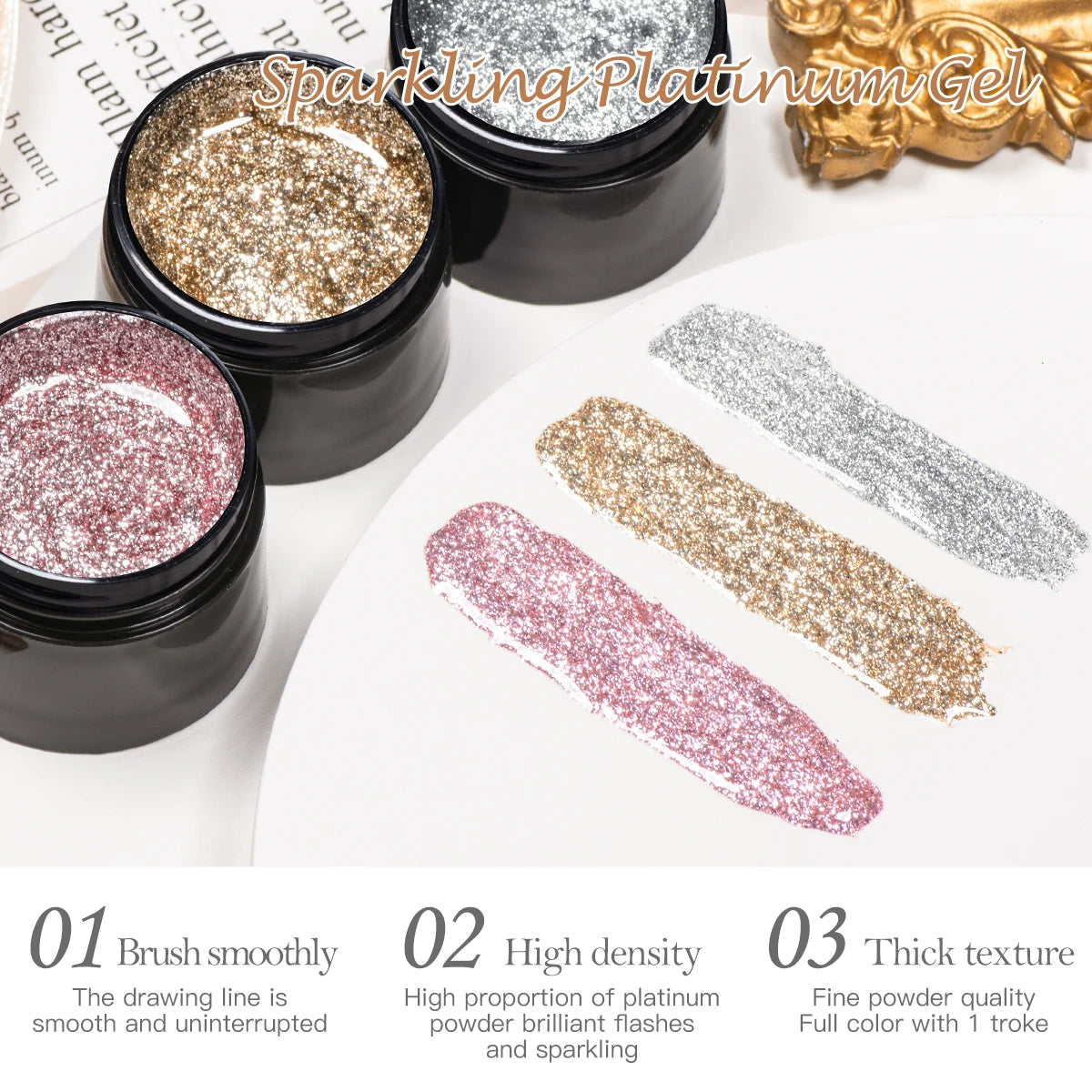 8ml Sparkling Platinum Gel Nail Polish Gold Silver Glitter Nail Art UV/LED Varnishes Gel for Nails Manicure Design Nail Supplies