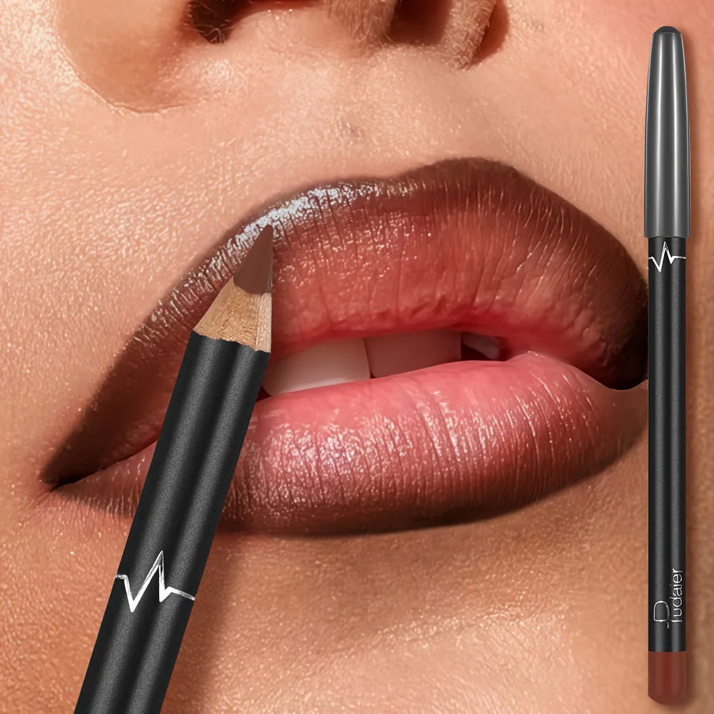 PUDAIER Matte Lip Liner Set 6 Colors, Waterproof & Sweatproof, No Feathering, Precise Lip Contour Pencil for Women