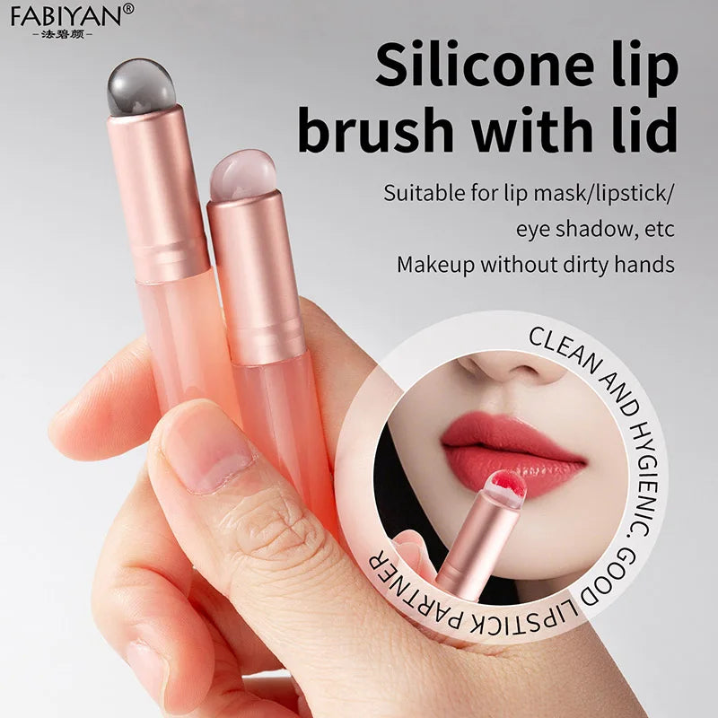 Pink/Black Silicone Lip Brush Women Girls Cosmetics Makeup Brushes Lipstick Eye Shadow Smudge Pushing Brush Round Lip Brushes