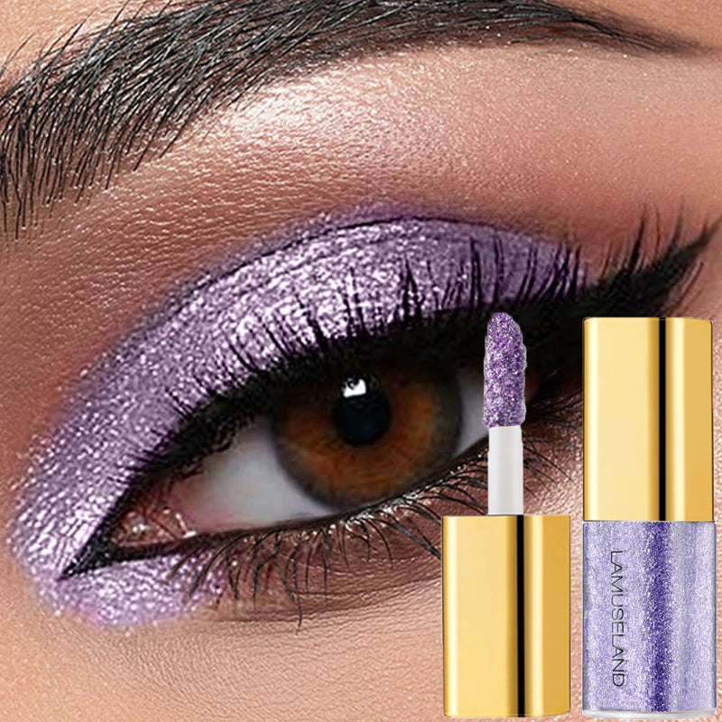 Metallic Pearl Liquid Eyeshadow Champagne Gold Shimmer Glitter Diamond Eye Shadow Waterproof Beauty Highlighter Mini Eys Makeup