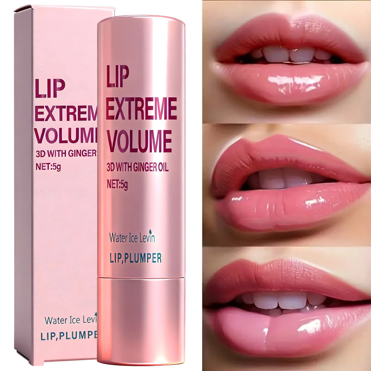 Plumping Lip Gloss Serum 5g with Ginger Oil - Moisturizing Non-Sticky Lip Care, Smooth & Voluminous Lips