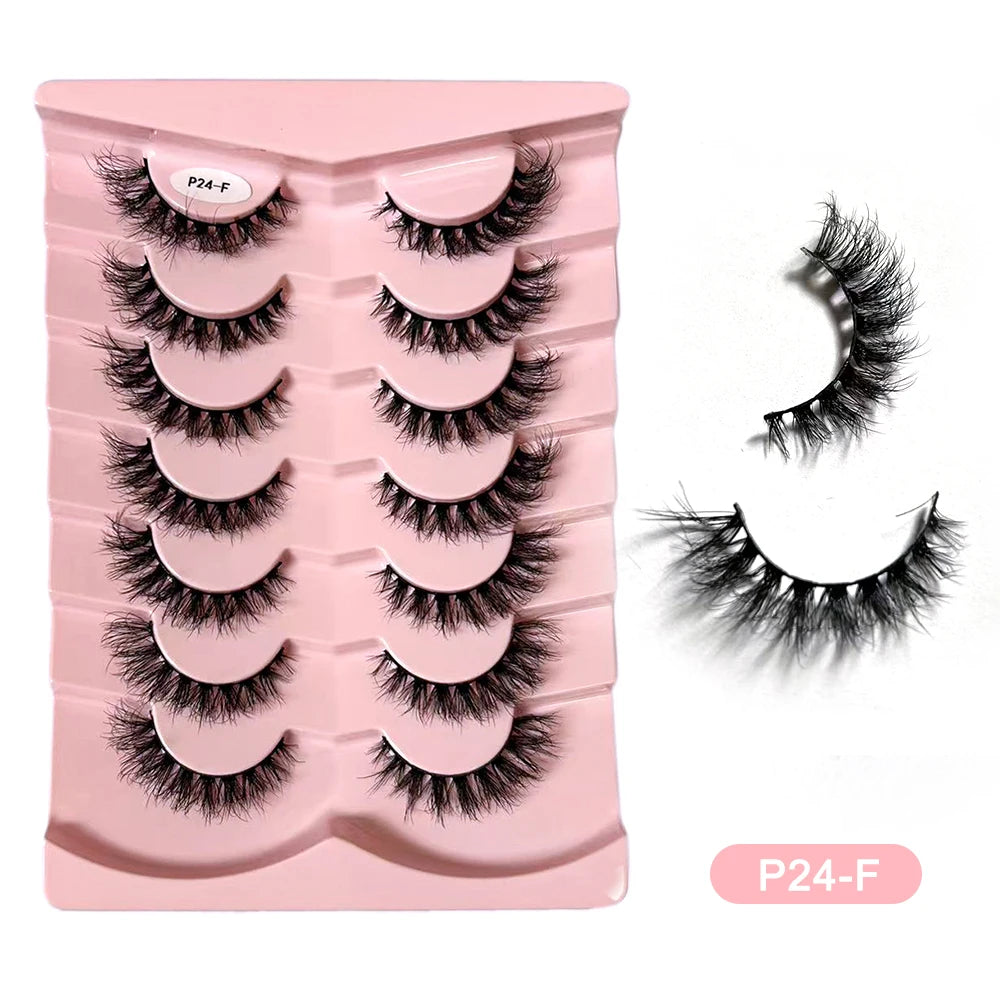 HZJY 7 Pairs False Eyelashes Wispy Lashes Natural Look Fake Eyelashes Faux Mink Fluffy Strip False Lashes Pack