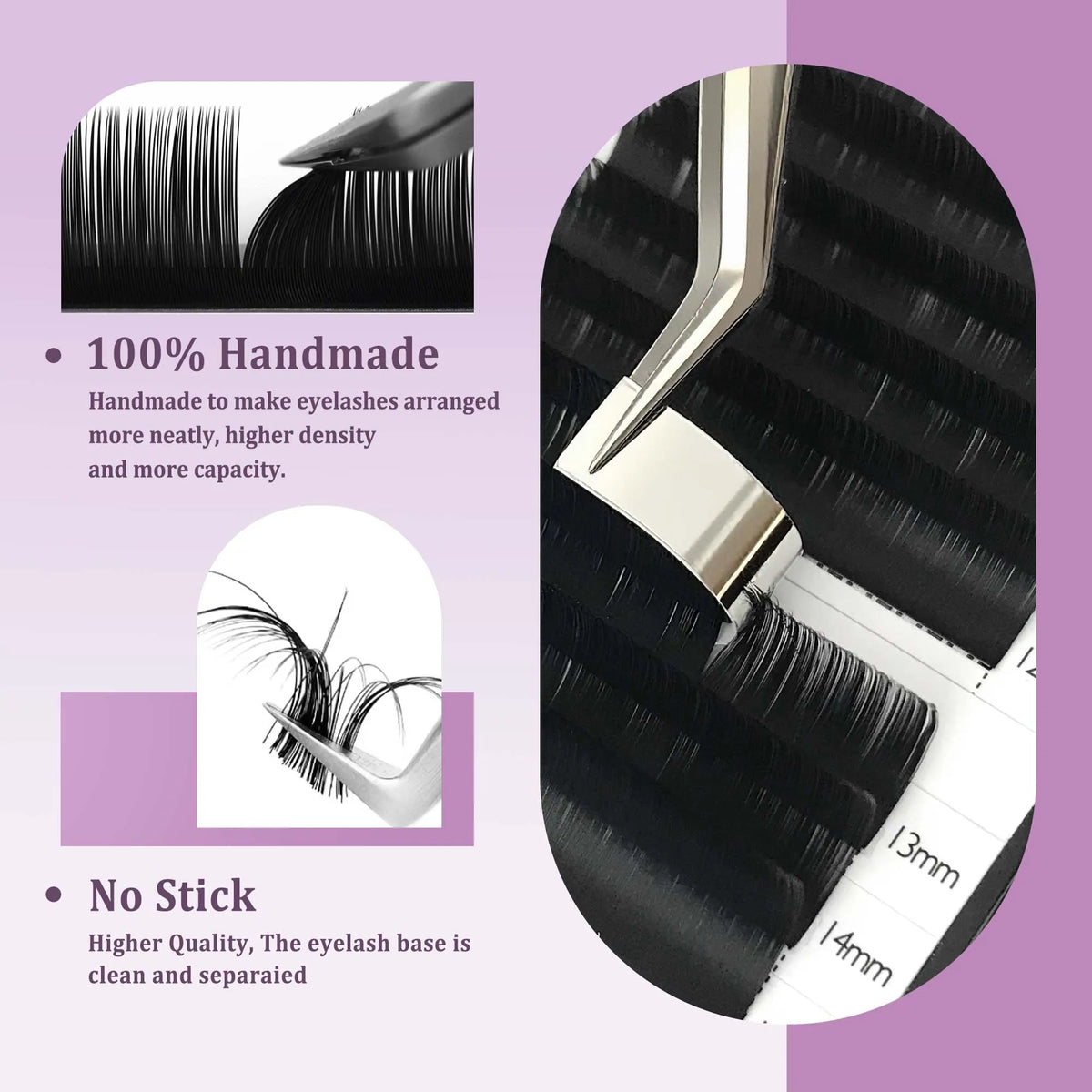 CoMango 12rows/Tray Classic Individual Eyelashes Extensions C/CC/D/L/M Curl Eyelashes Natural Soft Mink Lashes