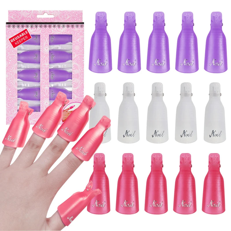 10Pcs/Bag UV Gel Nail Polish Remover Clips Acrylic Nail Art Soak Off Cap Clips DIY Nails Cleaning Manicure Finger Wrap Tools