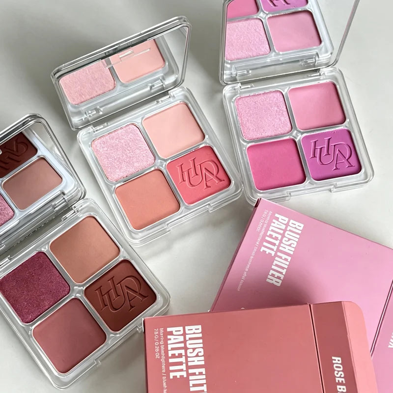 Luxury Beauty Easy 4 Color Blush Filter Blurring Blushlighters Palette Airbrush Matte Pressed Setting Powder Glow Liquid Blusher
