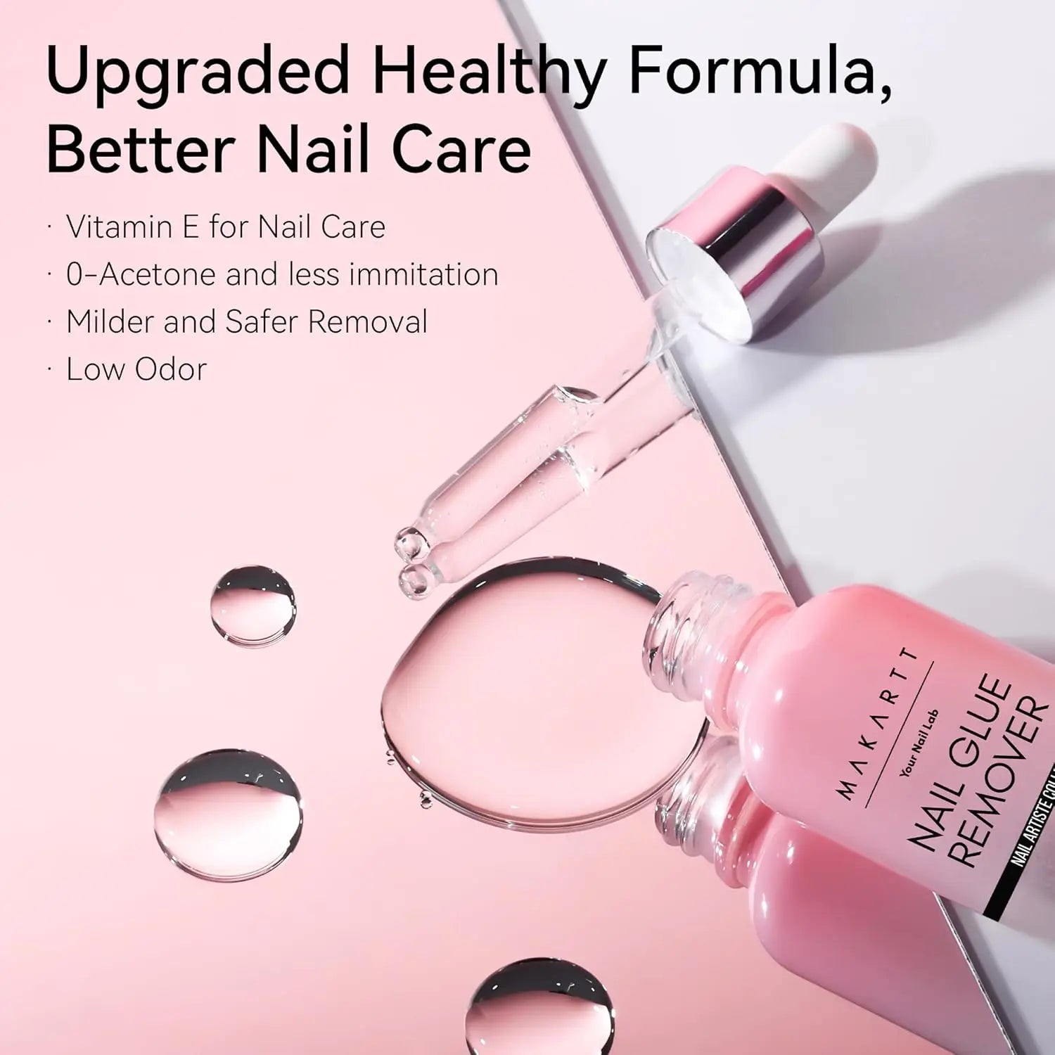 Makartt Nail Glue Remover for Press On Nails, Dissolves in 5 Mins, No Damage No Filing, Gentle Safe for Natural Nails Manicure