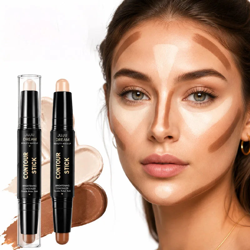 JUJU DREAM 2-in-1 Contour & Highlighter Stick Cream Bronzer Highlight Pen Brightening Concealer