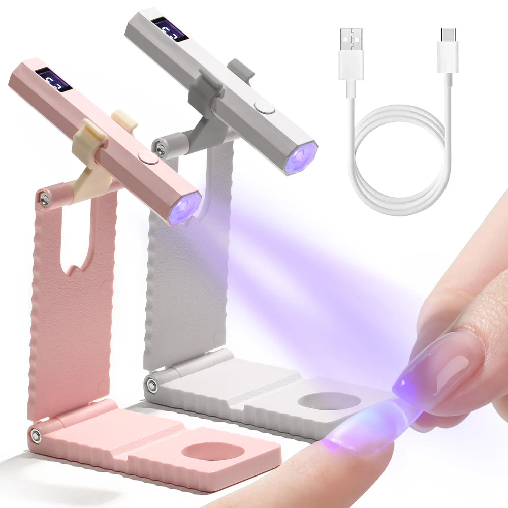 Cordless Nail Lamp with Stand Handheld UV Light with LCD Display for Gel Nails Rechargeable USB Nail Dryer for Fast Curing